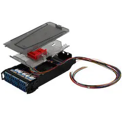 SIEMON COMPANY LVS16-LCPLRAB1A Fiber, Splice Cassette, LightVerse, 16 Fiber, LC, OM3, Aqua Adapter, 900um Buffered Riser, Black Housing, 1 Meter