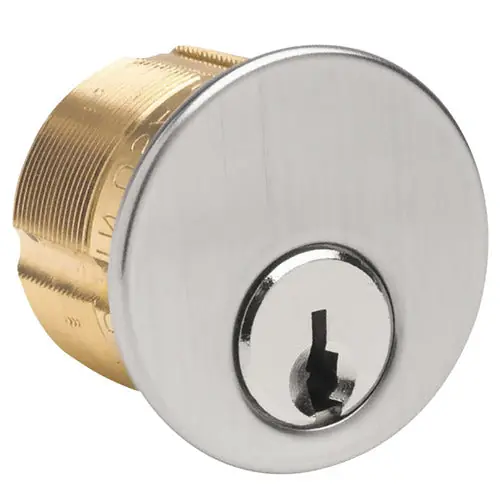 KABA ILCO CORP 7185RA1-26D-KA2 Mortise Cylinder Lock, 5-Pin, Russwin Keyway, 2 Keyed Alike, Standard Cam, 1.36 Diameter x 1-1/8 Length, Satin Chrome