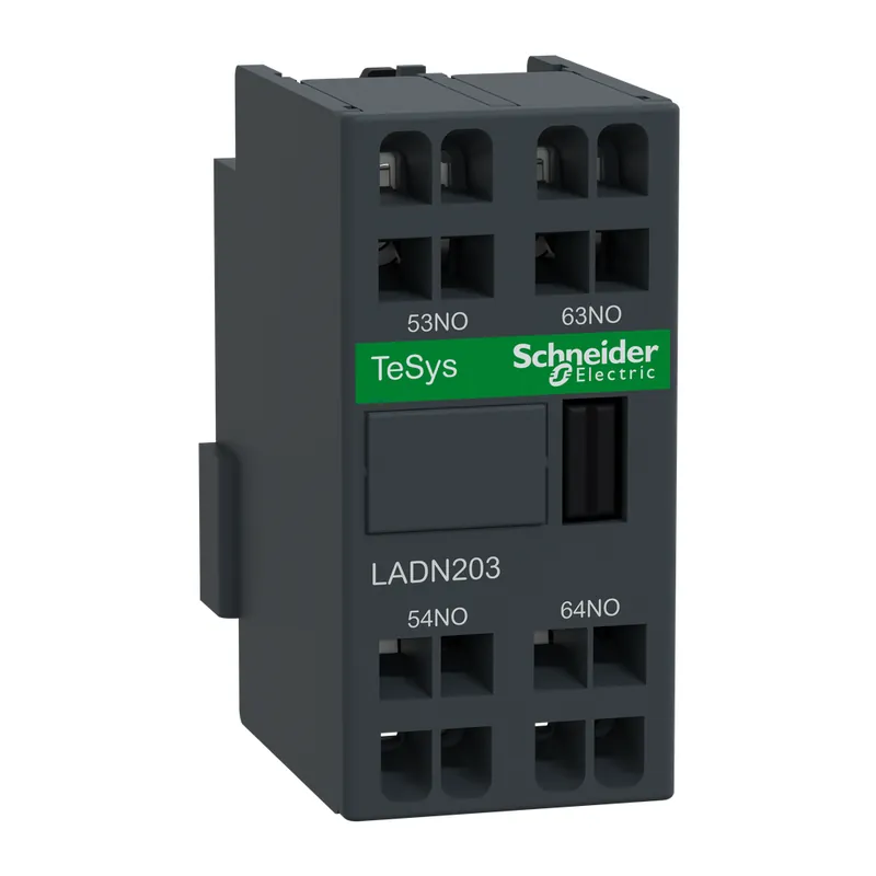Schneider Electric LADN203 600 Volt 10 Amp 2NO Spring Terminal Auxiliary Contact Block