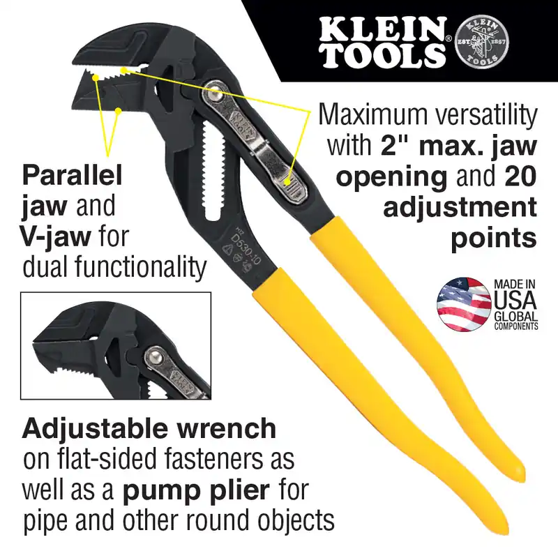Klein Tools 73165-5 D53010 Adjustable Plier Wrench, 10-Inch Replacement MPN