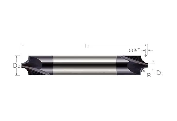 Harvey Tool 45360 HAR R.060 1/4x2 2F D/E Carb Corner Rd Mill Flared .125 Tip