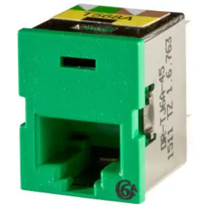ORTRONICS TJ6A-45 Clarity Cat6a TracJack, T568A/B, 8 Position, Green 180 Degree