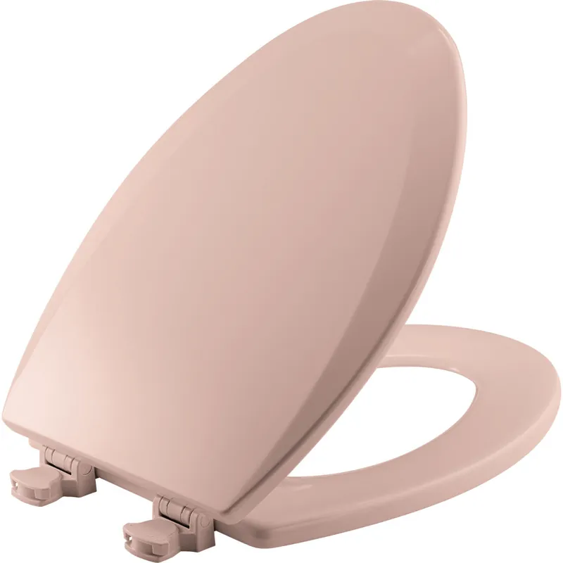 Bemis 1500EC 063 Elongated Enameled Wood Toilet Seat in Venetian Pink with Easy-Clean Hinge