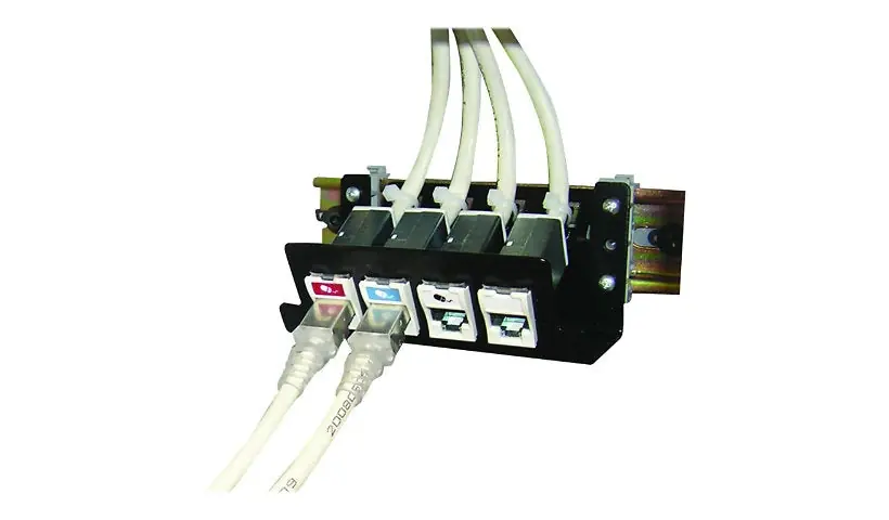 Siemon DIN-PNL-04-01 4-Port Panel, DIN Rail Mounted Black Powder Coat