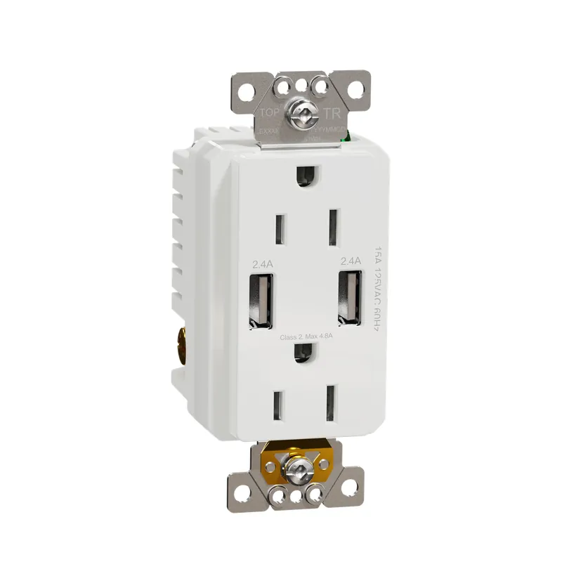 Square D SQR55141WH USB charger + socket 15A 4.8A
