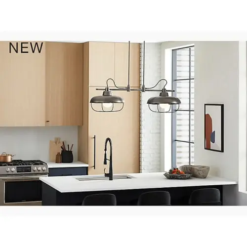 Kohler K-23661-CH02-VNL Modern Farm 120VAC 60W Steel 2-Light XL Linear Light Valiant Nickel