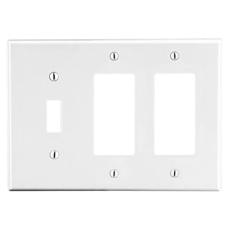 Hubbell Wiring Device-Kellems P1262W HPW P1262W Wallplate, 3-Gang, 1 Toggle 2 Decorator