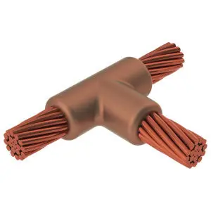 CADWELD TAC3D1V Horizontal Tee Cable Mold 2 Conductors 350 kcmil / #2 Concentric 0.681 in. /0.29 in. O.D.
