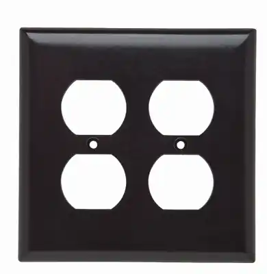 Legrand SPJ82 Pass & Seymour 2-Gang 2-Duplex Brown Smooth Thermoset Plastic Junior-Jumbo Wallplate