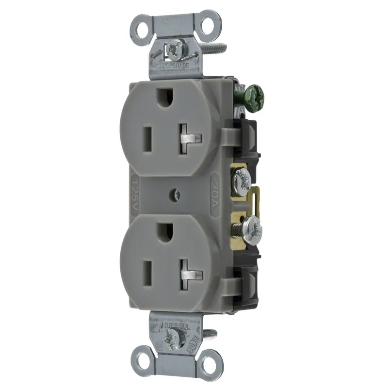 Hubbell CR20GRYTR T-RES, COM GRD, 20A 125V, 5-20R, GY, SW