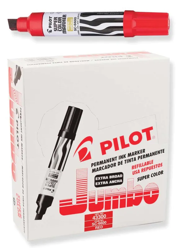 Pilot PIL43300144CS Red Chisel Jumbo Permanent Marker