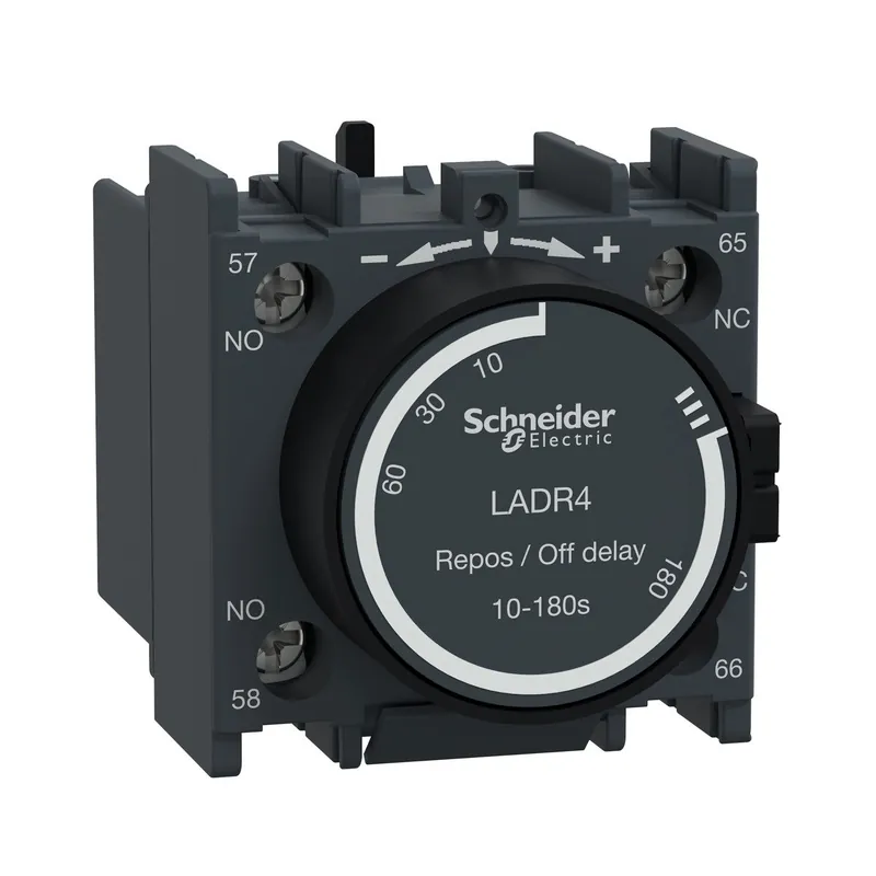 Schneider Electric LADR4 Time Delay Auxiliary Contact Block TeSys Deca 1NO + 1NC Off Delay 10-180s