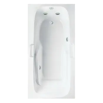 Aquatic 1760421-WH Jasmine I Acrylx Universal Drain Island Whirlpool Bathtub 66 gal