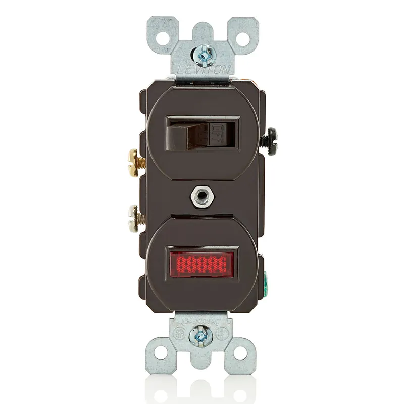 Traditional Devices 5226 120/277 VAC 15 Amp Brown Thermoplastic Non-Grounding Duplex Combination Switch