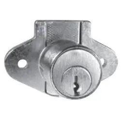 NATIONAL CABINET LOCK C8163-915-26D Drawer Lock, Pin Tumbler, Surface Mount, 15/16 Length Cylinder, 11/32 Deadbolt Travel, Dull Chrome, With (2) 915 Removable Key in Locked/Unlocked Position