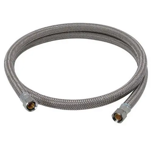 BrassCraft S1-72DW12 F Flexible Braided Dishwasher Water Connector With Garden Hose Elbow, 3/8 inch x 3/8 inch, 72 inch L