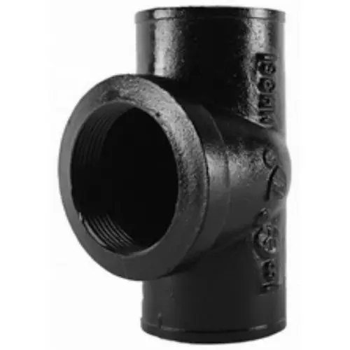 Charlotte Pipe and Foundry NHTSTWPLS 4 Inch No-Hub Cast Iron Test Tee With Plug ASTM 888