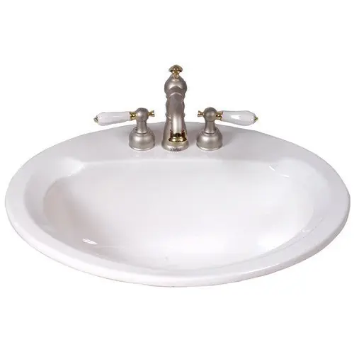 Mansfield Plumbing 267-4 WH Mansfield Maverick II 20 inch x 17 inch Oval Self-Rimming Lavatory Sink, 4 inch Centerset