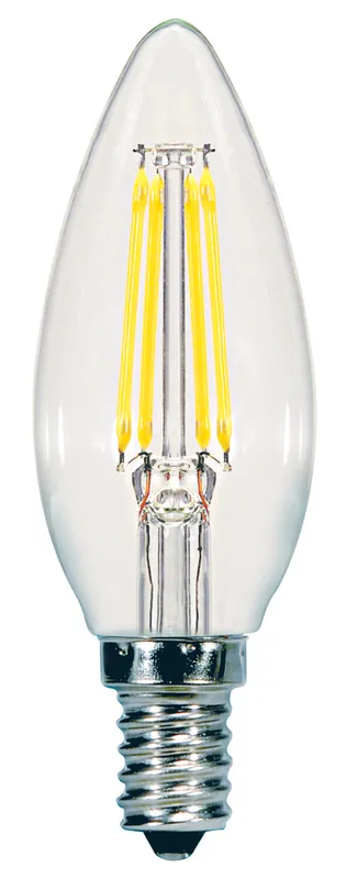 Satco S9961 5.5 Watt B11 LED Candle Clear Candelabra Base 3000K 500 Lumens 120 Volt