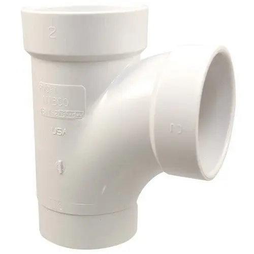 Charlotte Pipe and Foundry DWSTTN 2 inch PVC DWV Street Sanitary Tee, Hub X Hub X Spigot
