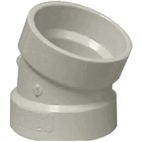 Normandy Products Company V-704 4 Inch 22-1/2 Deg SDR 35 D-3034 PVC Sewer Elbow Hub x Hub
