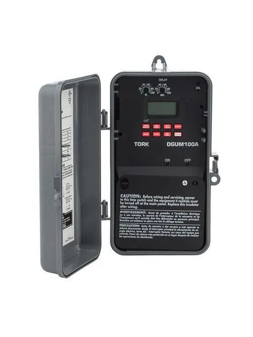 Tork DGUM100A 120/277 VAC 60 Hz 20 Amp 7 Day SPDT Momentary 1-Channel Digital Time Switch
