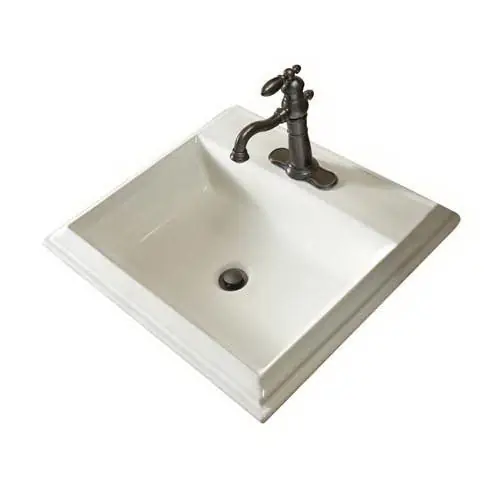 Mansfield Plumbing 254-8 WH Mansfield Brentwood 22 Inch x 19 Inch Rectangular Self-Rimming Lavatory Sink, 8 Inch Centerset