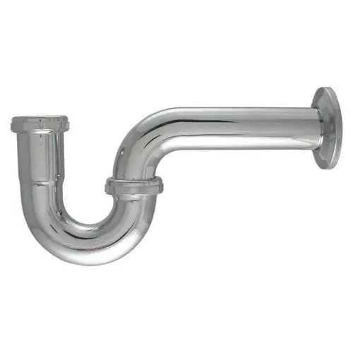 SPS Approved Vendor BPT17-112C 1-1/2 inch 17 ga Tubular Brass P-Trap with Cleanout, Satin Chrome