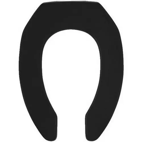 Bemis 1955C-047 Plastic Open Front Elongated Toilet Seat, Black