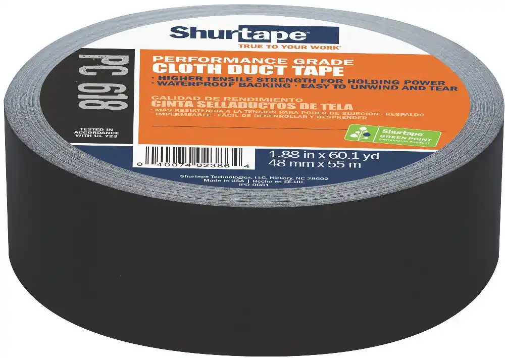 Shurtape 203674 Performance Grade Cloth Duct Tape 48mm Black