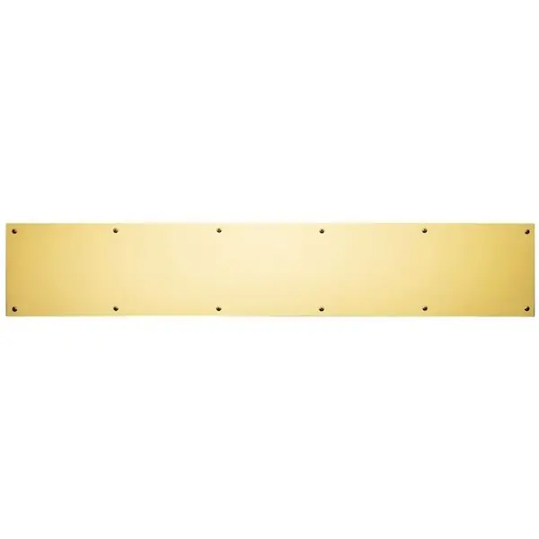 TRIMCO 8X34.605 Door/Wall Protection Plate, Kick, 34 Length x 8 Height, 0.05 Gauge Stainless Steel, Polished Brass
