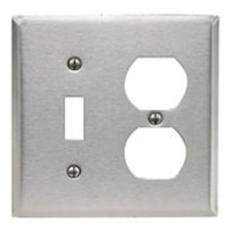 Leviton 84105-40 2-Gang Wallplate Combination Stainless Steel
