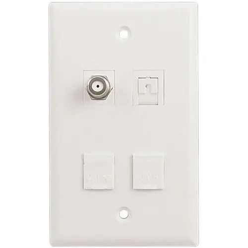 Primex 125-0961-WT F-Connector Keystone 1 to 4 Port White