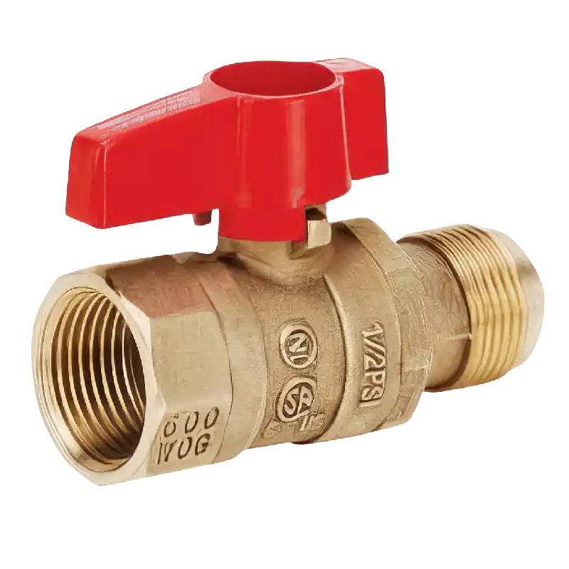 Matco-Norca 58LGAF39 9/16 inch x 1/2 inch Brass Flathead Gas Valve, Flare x FIP