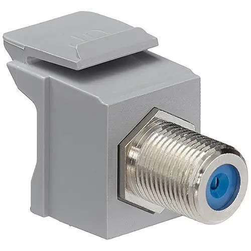 Leviton 41084-FGF QuickPort F-Type Adapter Nickel-Plated Female-Female Gray