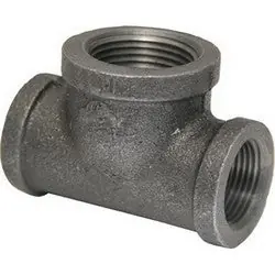 Ward Manufacturing BTDF 1/2 inch x 1/2 inch x 3/4 inch Black Malleable Iron Tee