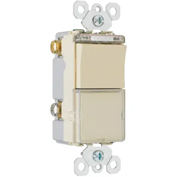 Pass & Seymour TM83PLWCC 15 Amp 120/125 VAC 3-Way White Decorator Combination Switch and Pilot Light