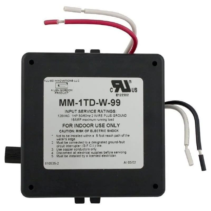 Len Gordon 910535-001 Bath Control 115V On/Off with Delay Wall Mount