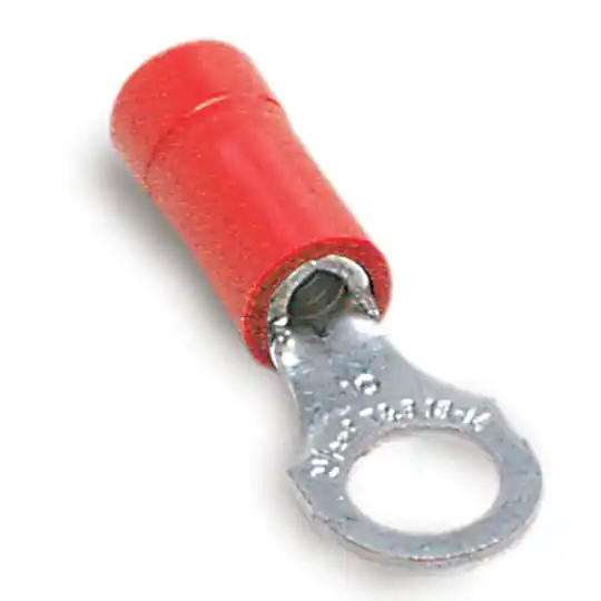 ABB TV18-10R-XV Catamount TV18-10R-XV 22 to 16 AWG #10 Stud Red Electrotinned Copper Vinyl Insulated Ring Terminal