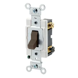 Leviton CSB3-15 120/277 VAC 15 Amp 2 Hp 3-Way Brown Thermoplastic Grounding Toggle Switch