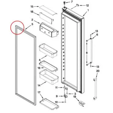 Whirlpool W10355588 Refrigerator Door Gasket