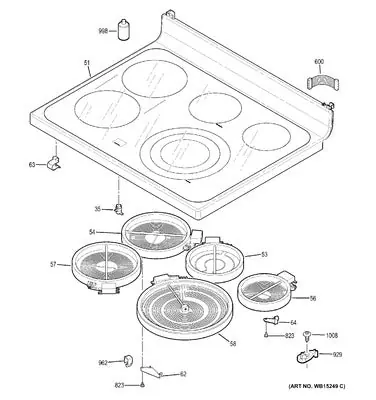 GE WB02T10574 Bracket Radiant Element