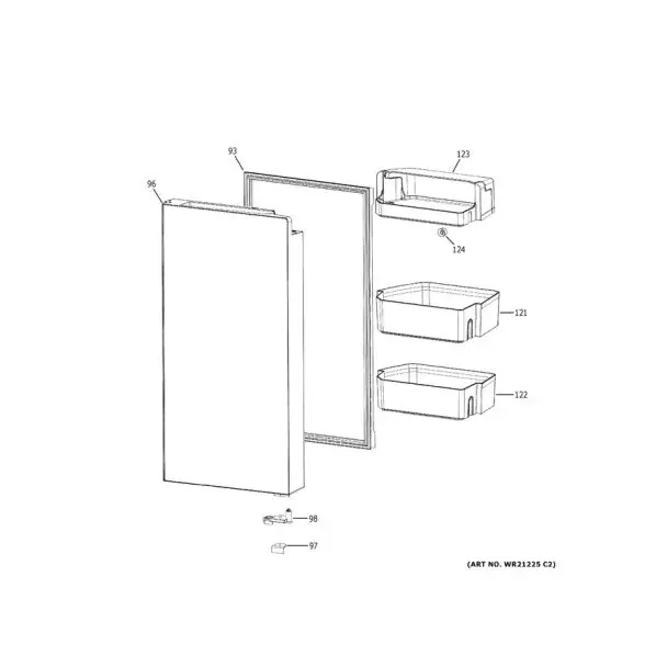 GE WR78X35606 GLASS CAF REFRIGERATOR RIGHT D