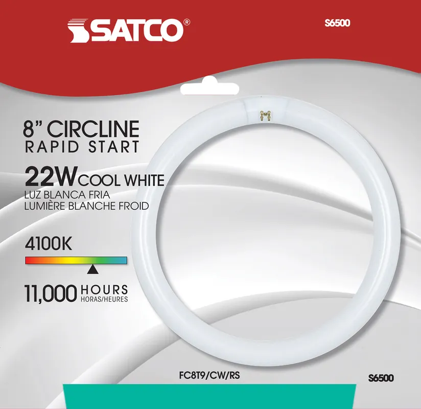 Satco S6500 22 Watt Circline Fluorescent 8 Inch 4100K Cool White
