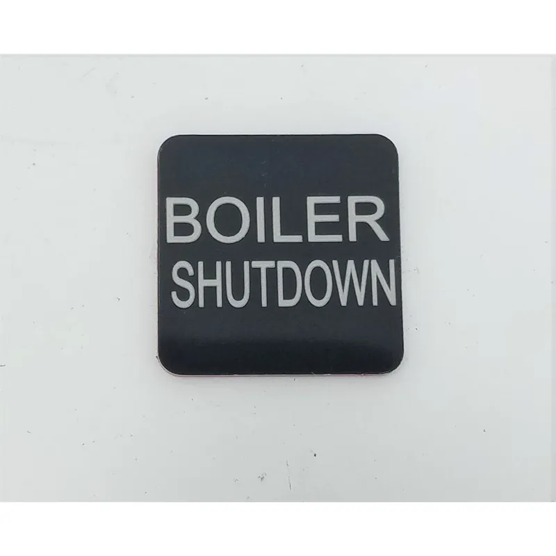 Siemens 3SU19000AF160AZ0 Legend Plate w/ Text = BOILER SHUTDOWN