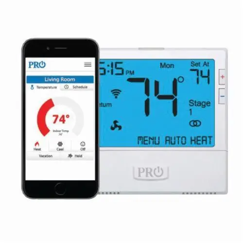 Pro1 T855I Thermostat, Wi-Fi, Programmable Thermostat, 0.2 to 2 deg F Differential