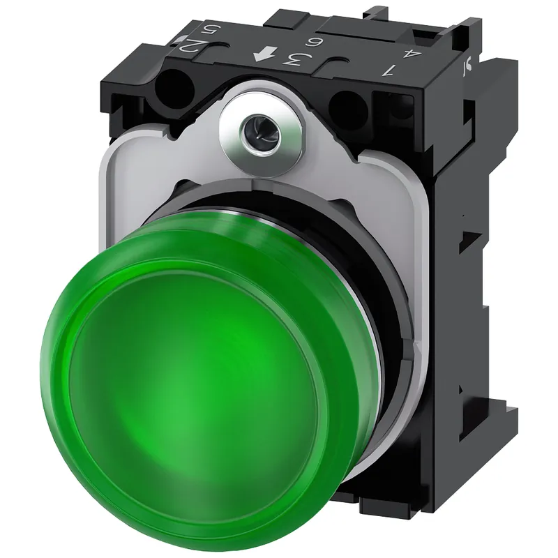 Siemens 3SU1153-6AA40-1AA0 Indicator Light, Led Green, 110V Ac