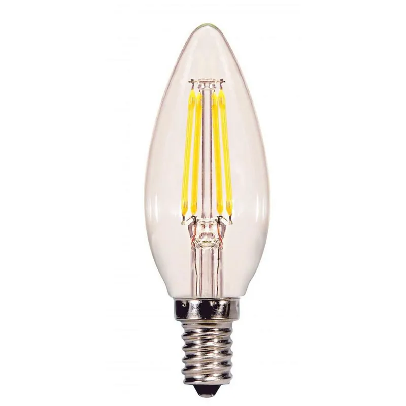 Satco S29877 4.5 Watt B10 LED Lamp - Clear - Candelabra Base - 2700K - 350 Lumens - 120 Volts