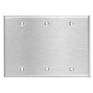 Mulberry 97153 Standard Blank Wallplate, 3 Gangs, 6-3/8 in W x 4-1/2 in H, 430 Stainless Steel