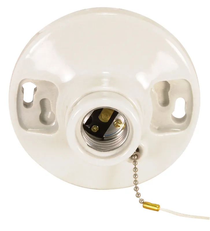 Satco 90/443 On-Off Pull Chain Ceiling Receptacle 250W 4-3/8 inch